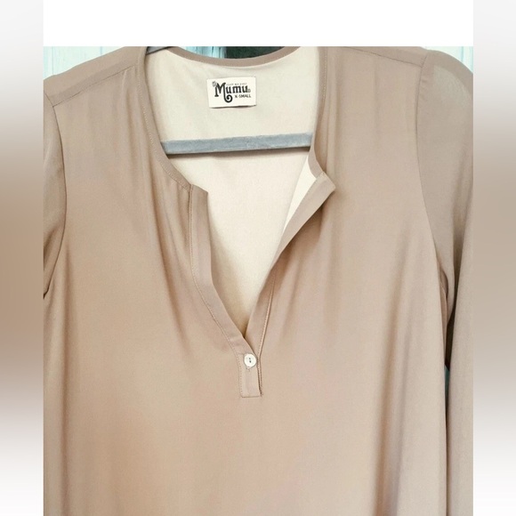 Women’s Tan Flowy Oversized Blouse SizeXS Long Sleeves Bell Show Me Your Mumu - Picture 2 of 14
